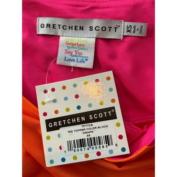 Gretchen Scott Womens Size XS Orange Pink‎ Color Block Jersey Tee Top NEW - Picture 10 of 10